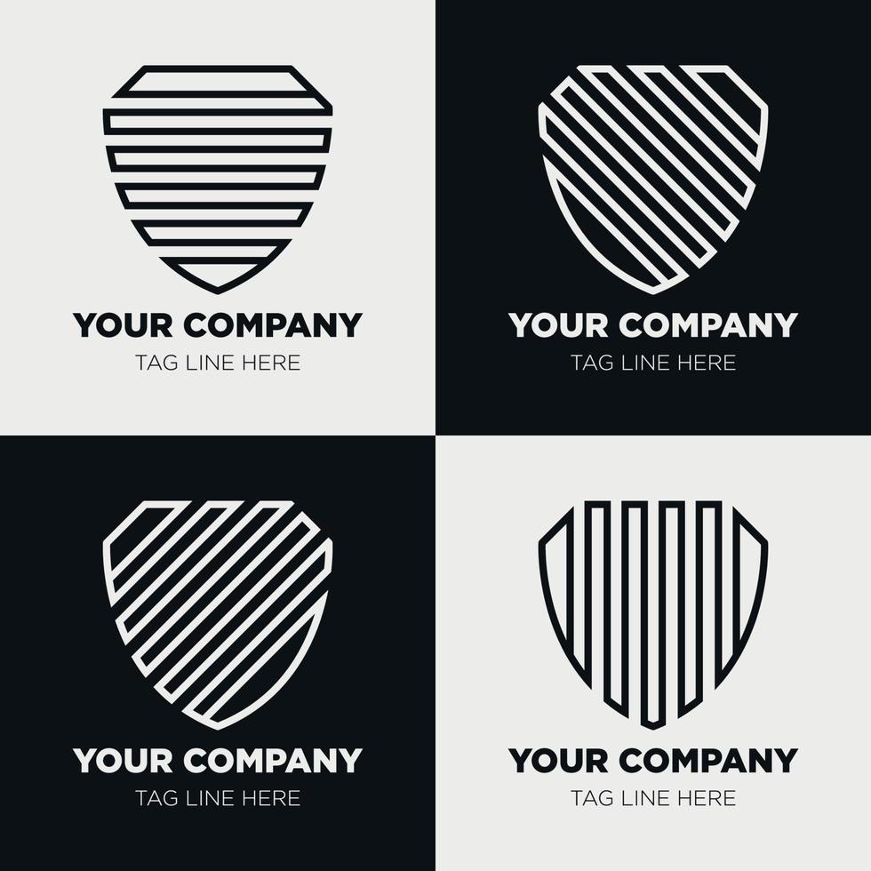 Shield logo icon template collection set design, generic line style vector