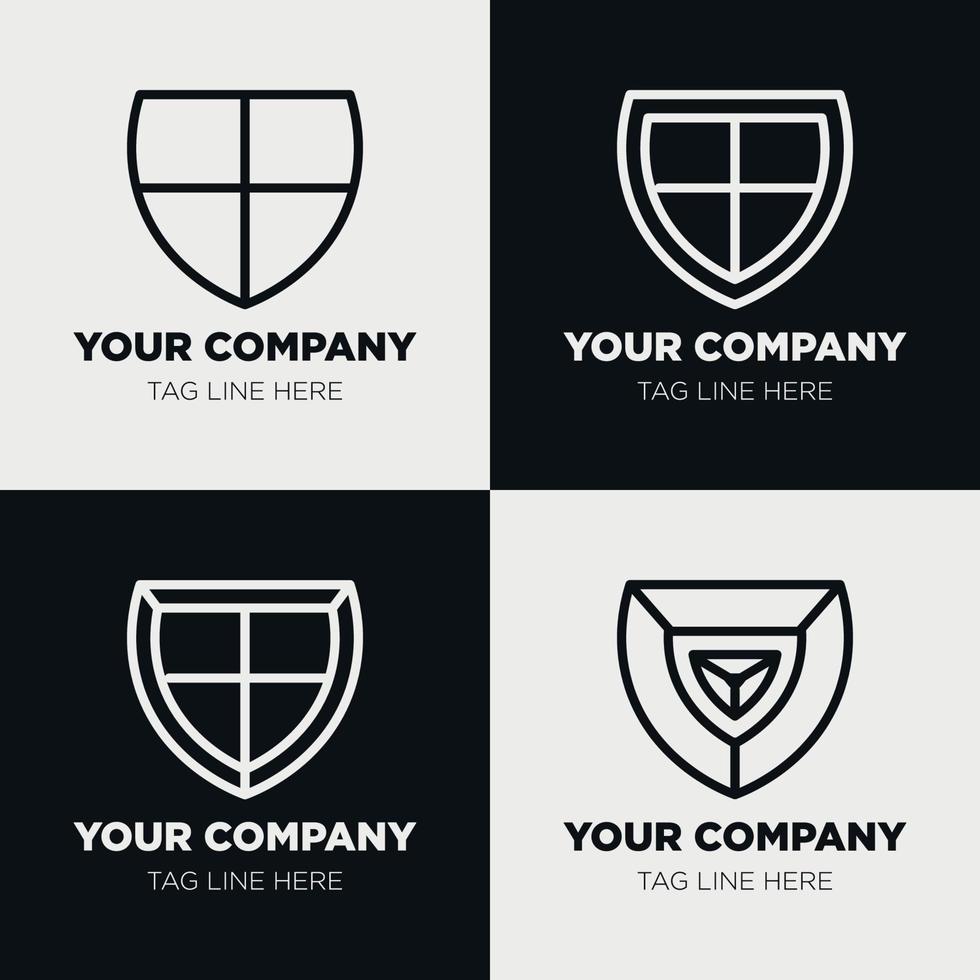 Shield logo icon template collection set design, generic line style vector