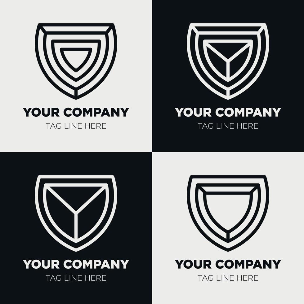 Shield logo icon template collection set design, generic line style vector