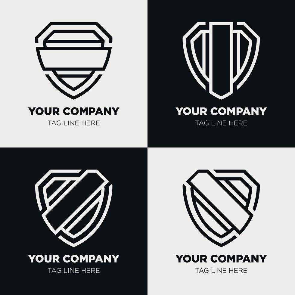 Shield logo icon template collection set design, generic line style vector