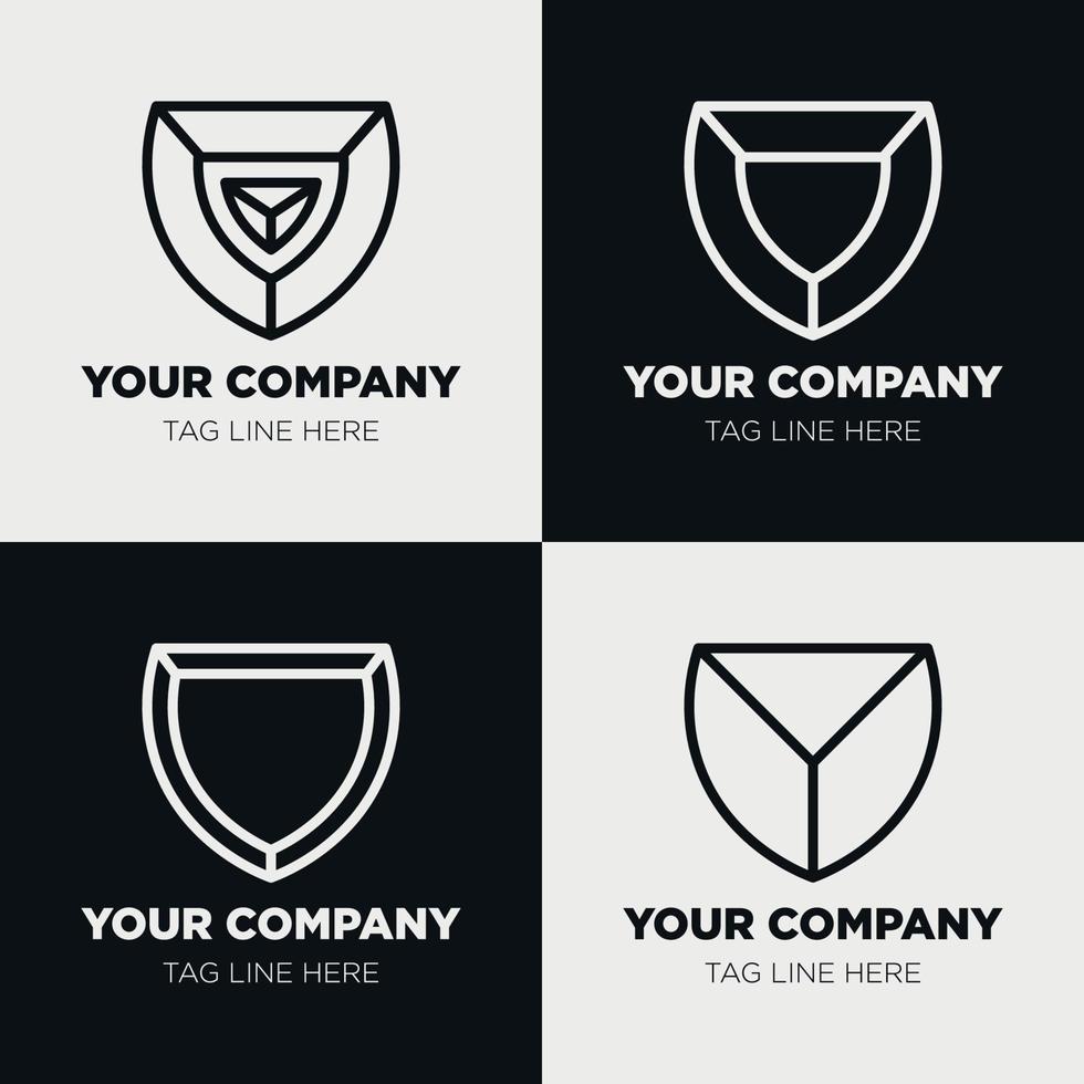 Shield logo icon template collection set design, generic line style vector