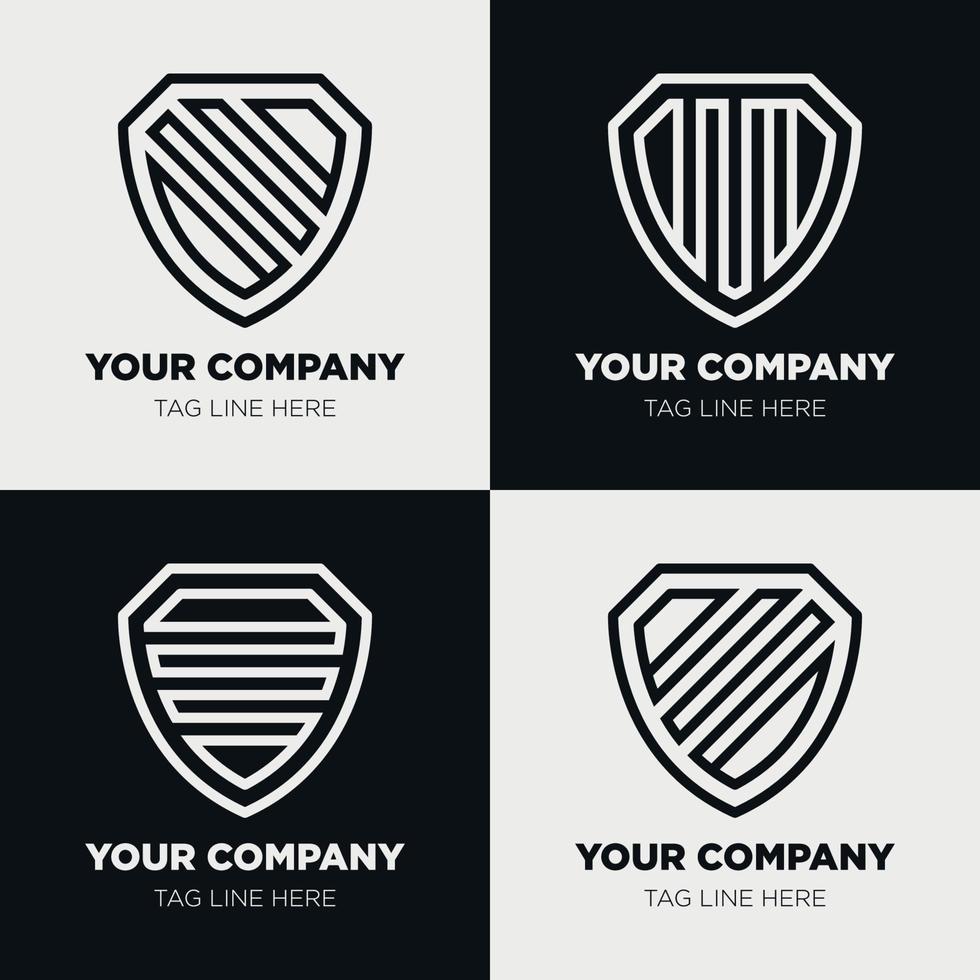 Shield logo icon template collection set design, generic line style vector
