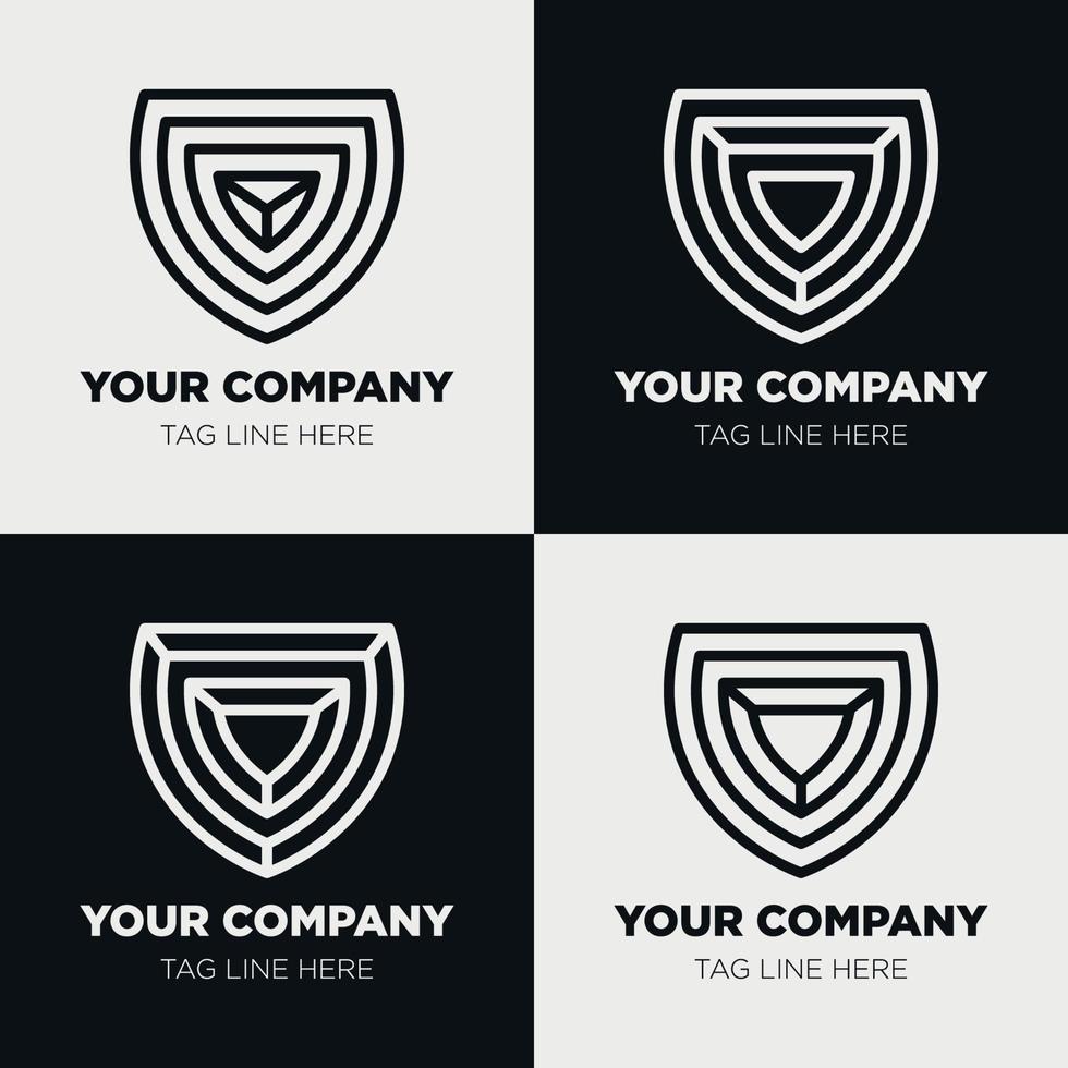 Shield logo icon template collection set design, generic line style vector