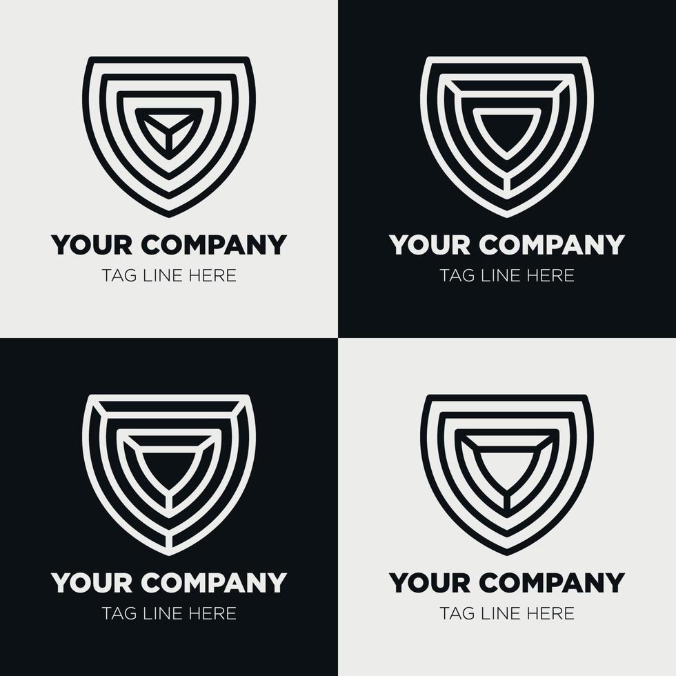 Shield logo icon template collection set design, generic line style vector