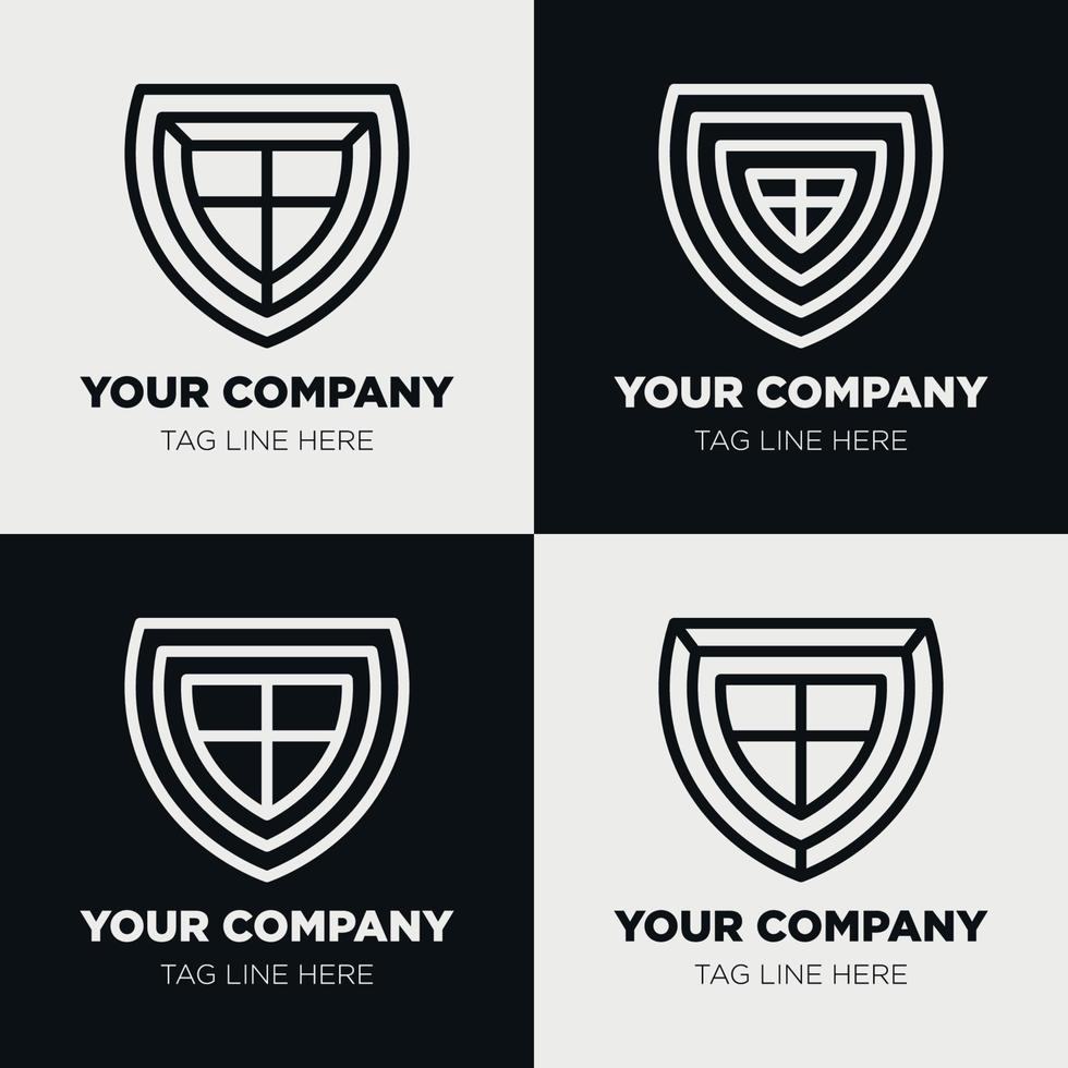 Shield logo icon template collection set design, generic line style vector