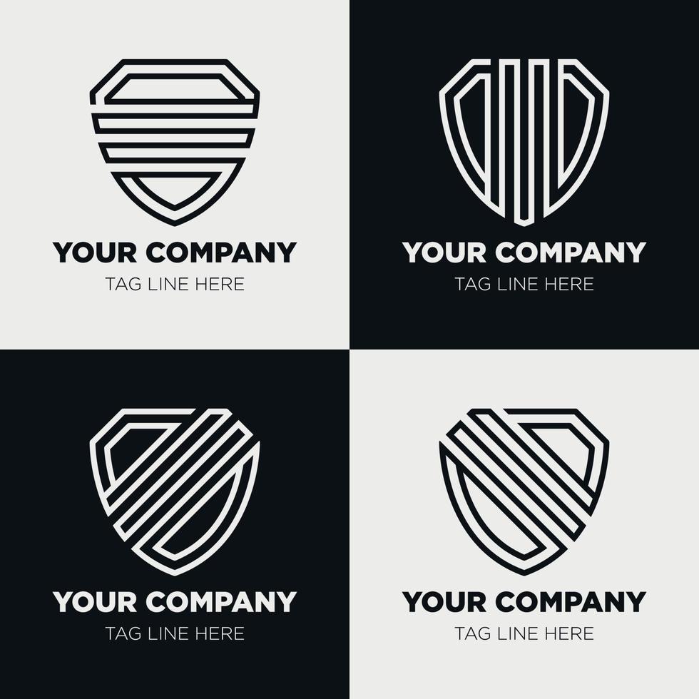 Shield logo icon template collection set design, generic line style vector