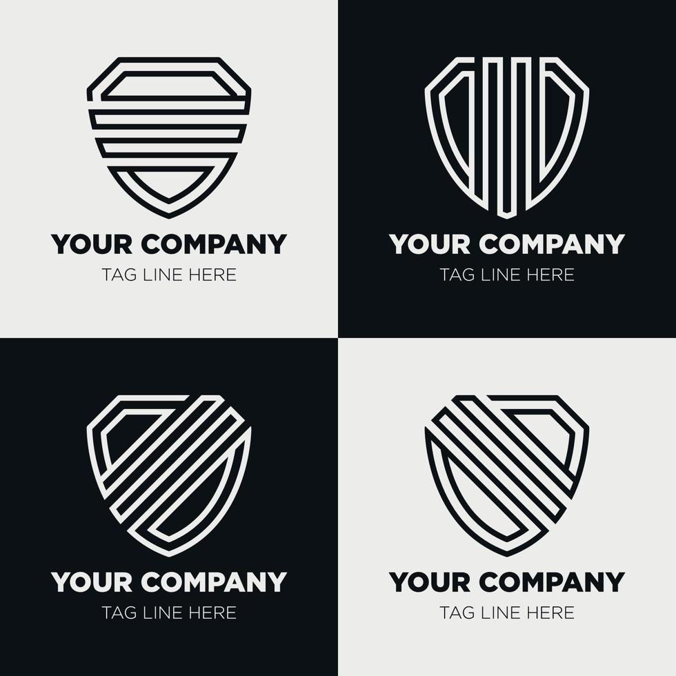 Shield logo icon template collection set design, generic line style vector