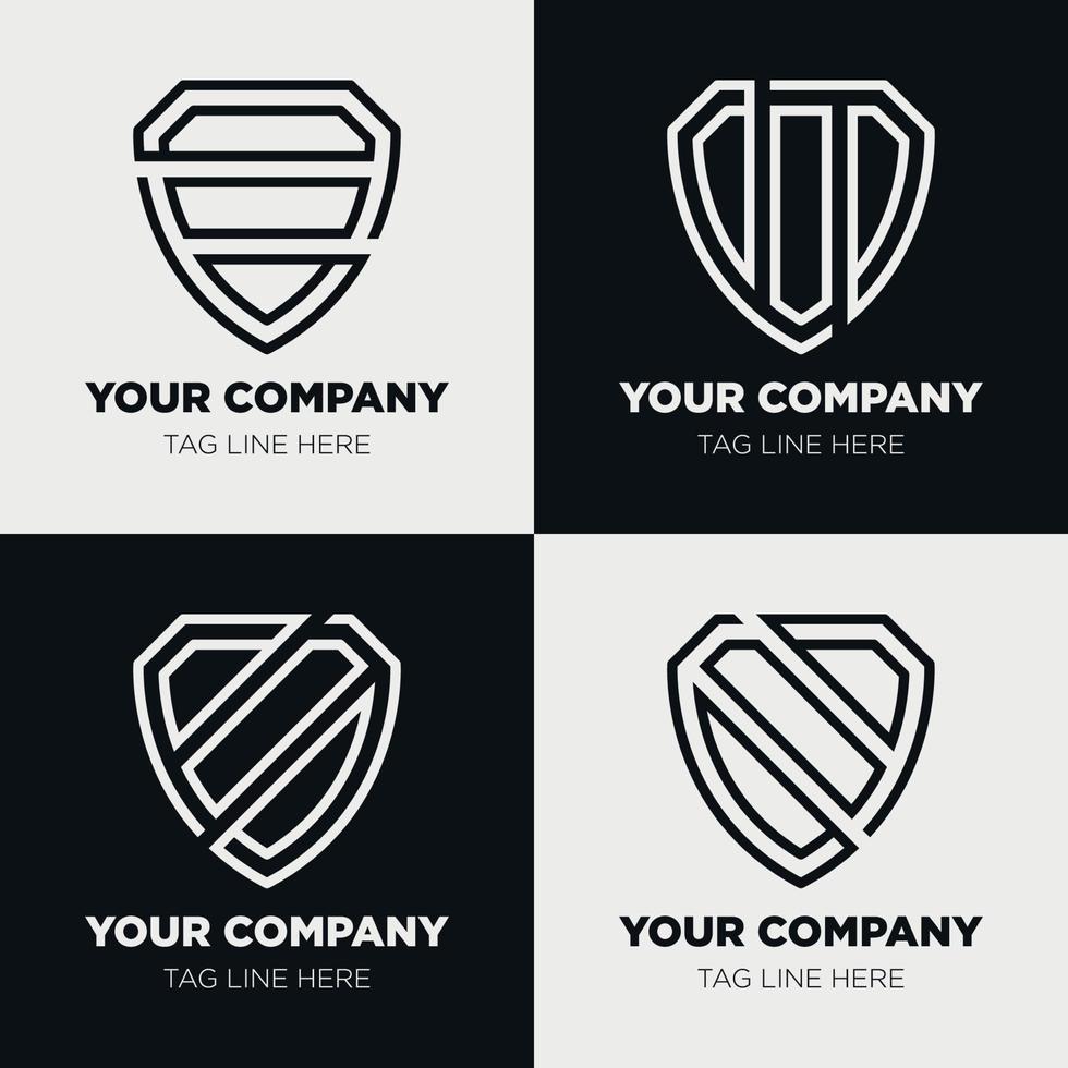Shield logo icon template collection set design, generic line style vector