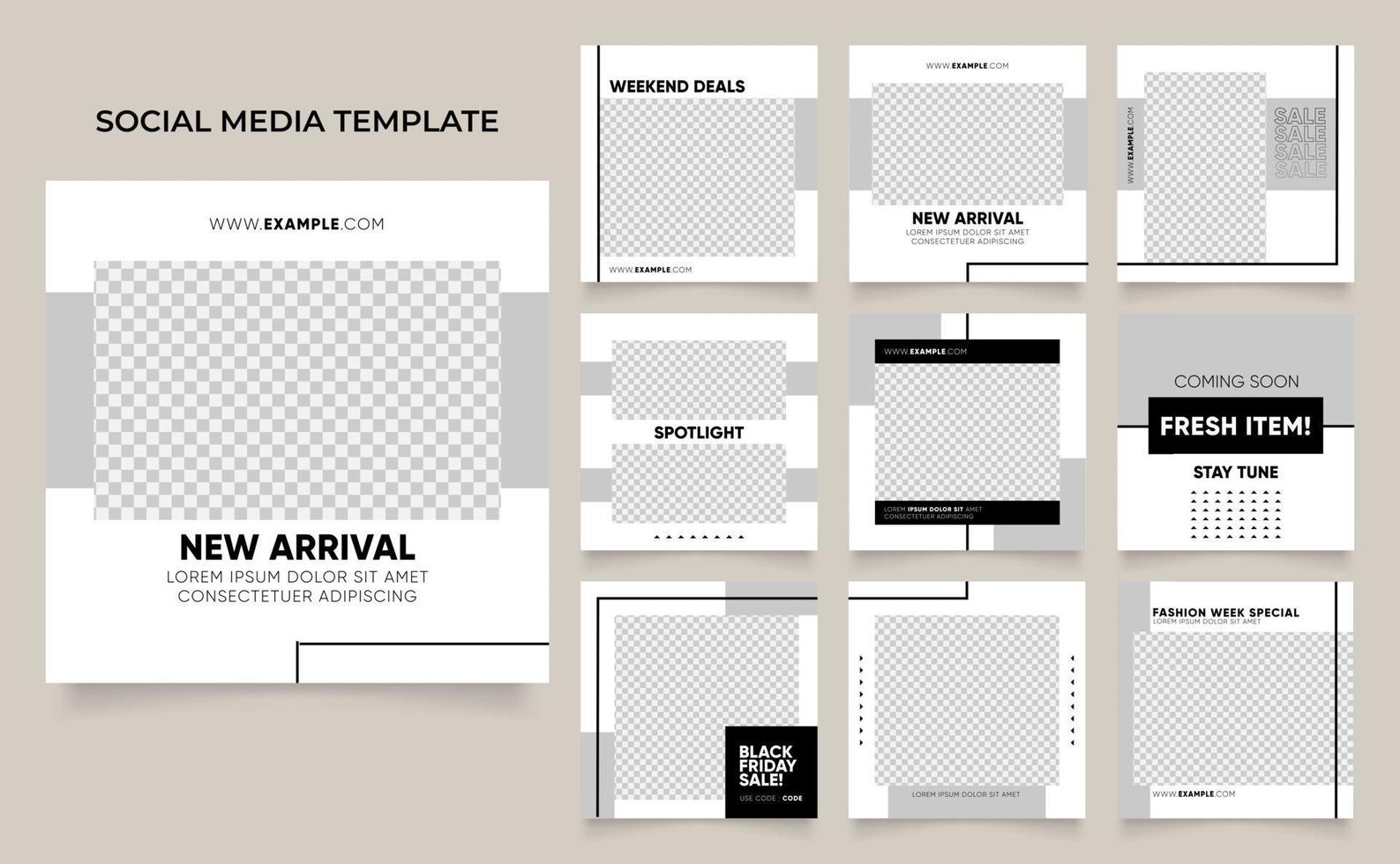 Fully editable social media template banner fashion sale ads in white black color vector