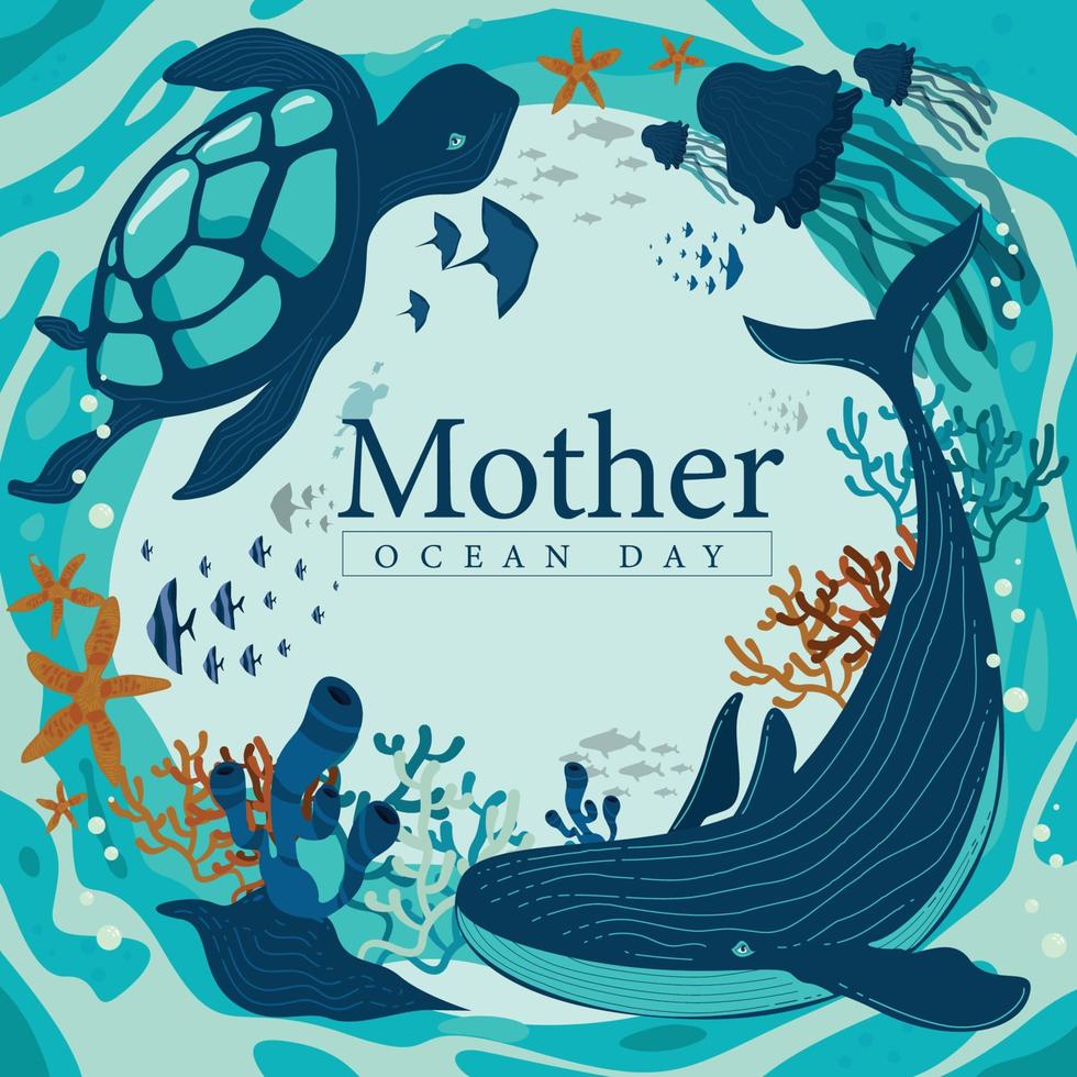 Mother Ocean Day Concept 6063237 Vector Art at Vecteezy