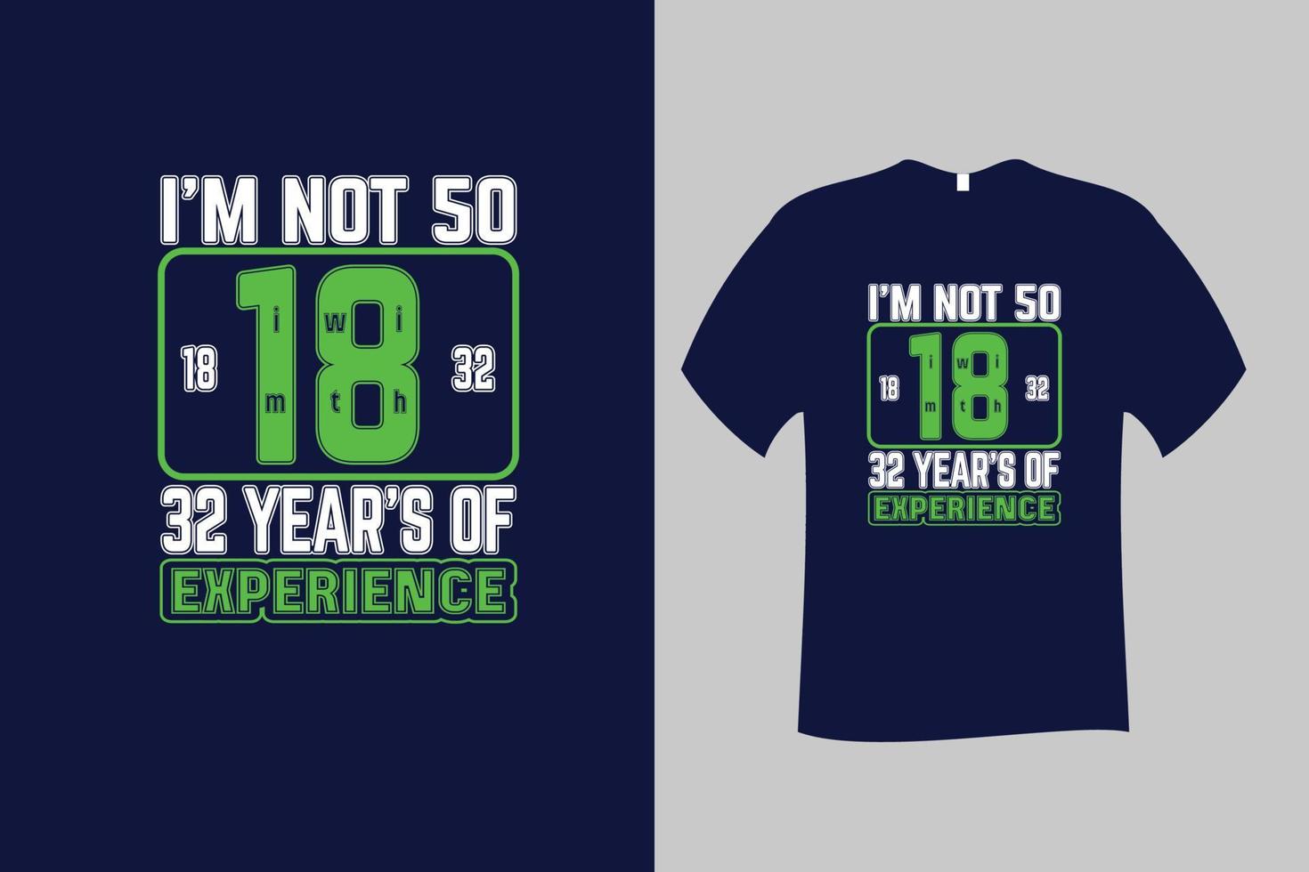 Im Not 50 Im 18 with 32 Years of Experience Quote Typography T Shirt Design vector