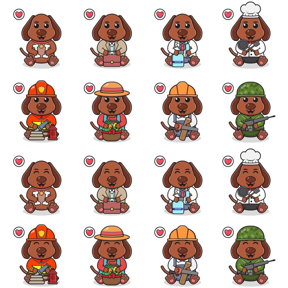 Vector Illustration of Cute sitting Dog cartoon with costume