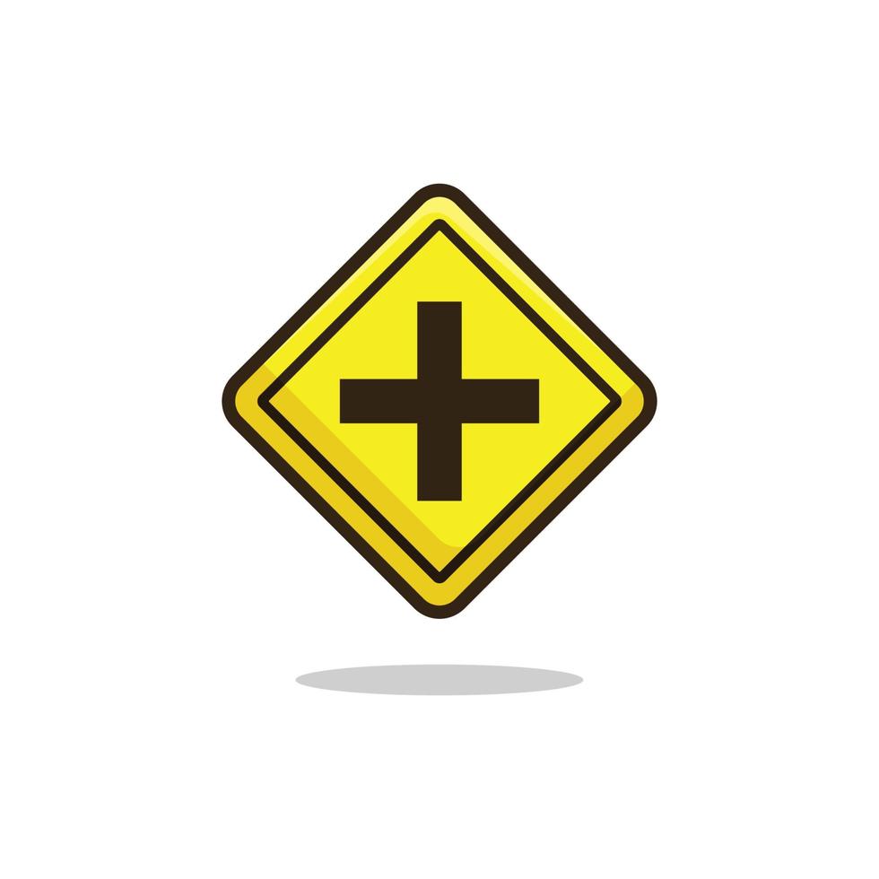 Crossroad ahead signs icon vector