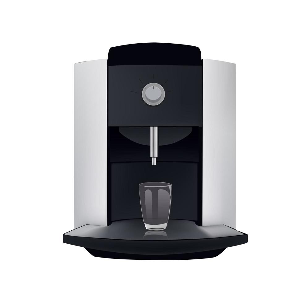 máquina de café y vidrio aislado sobre fondo blanco. vector