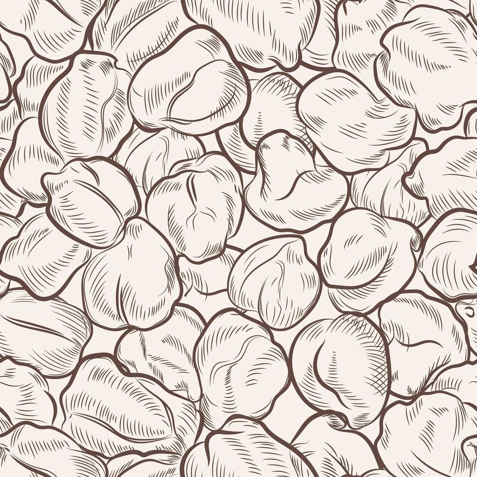 Chickpea sketch seamless pattern. vector