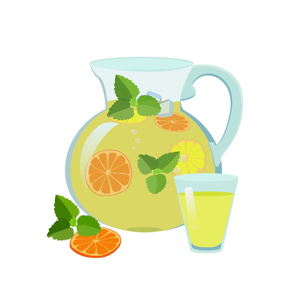 Lemonade jug and glass vector illustration.
