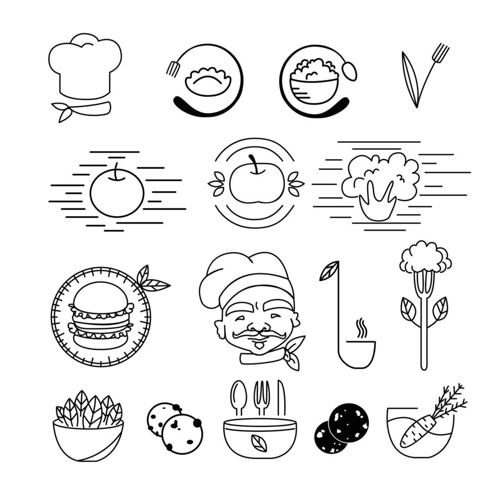 elementos del logotipo de comida vegetariana. vector