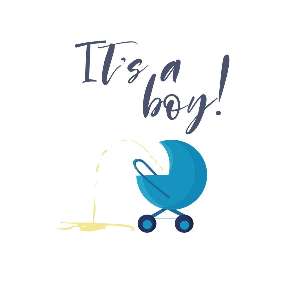 Cartoon blue baby boy carriage vector. vector