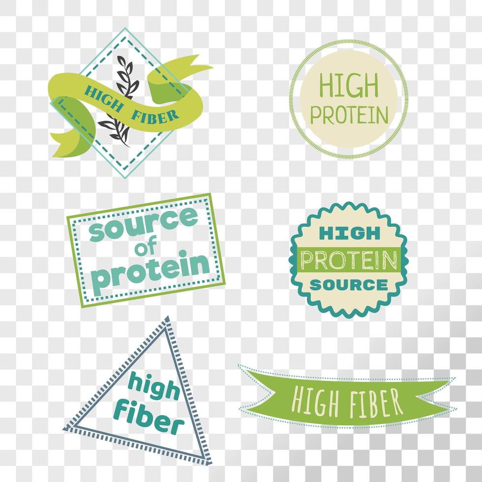 High fiber label collection isolated on transparent background. vector