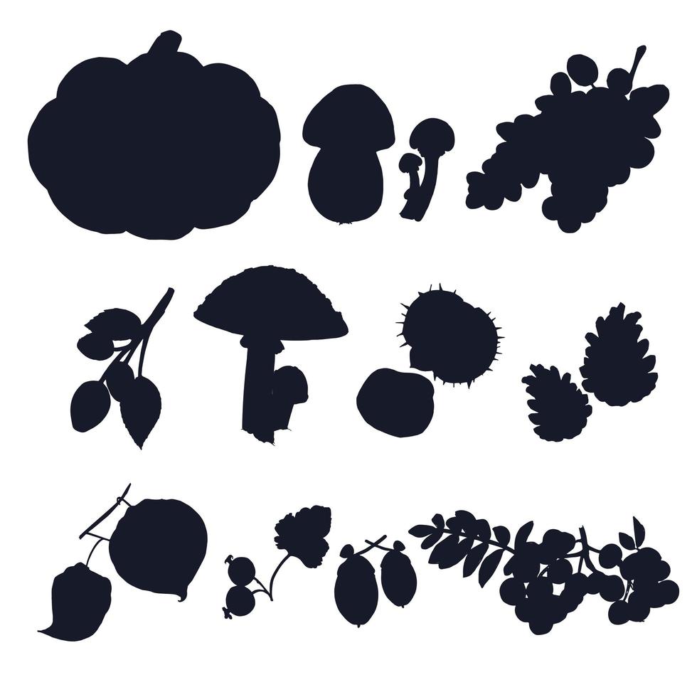 Autumn crop vector silhouettes.