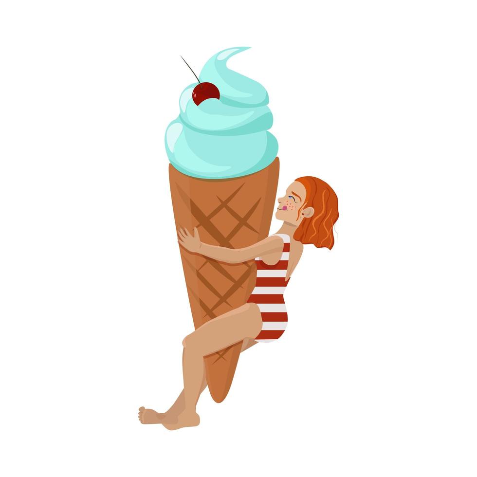 ilustración de dibujos animados de niña de helado. vector