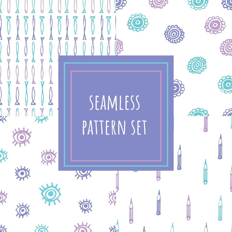 Hand drawn seamless pattern collection. vector