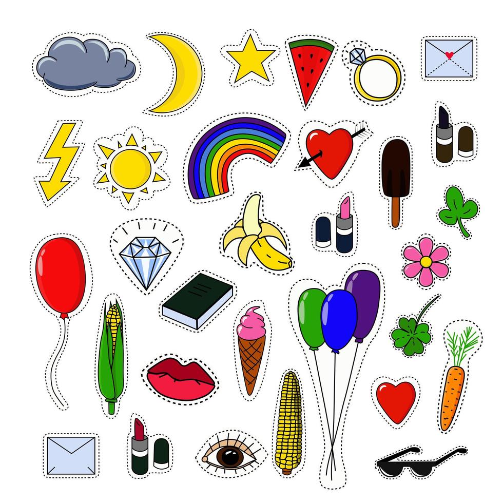 Pins and stickers collection isolated on white background. vector