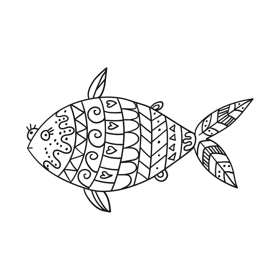 Cute coloring page for kids with fish 7079239 Vector Art at Vecteezy