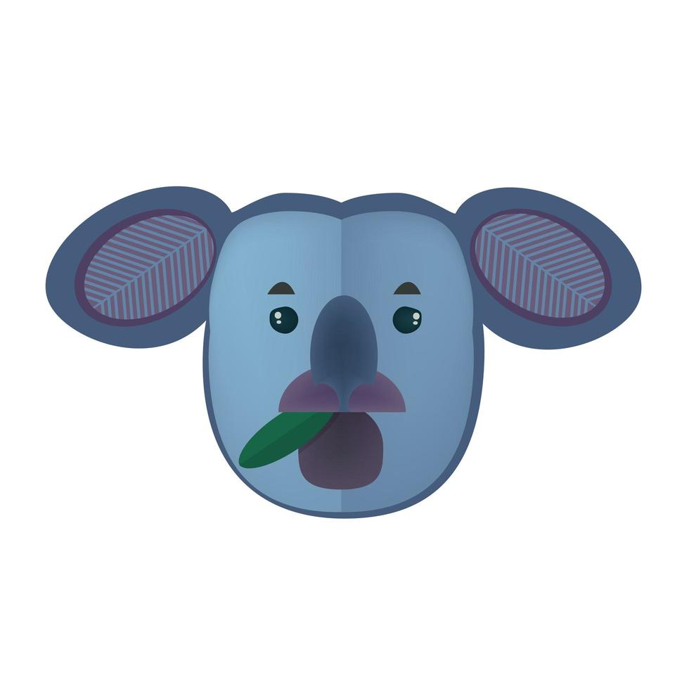 cabeza de oso koala de dibujos animados aislada sobre fondo blanco. vector