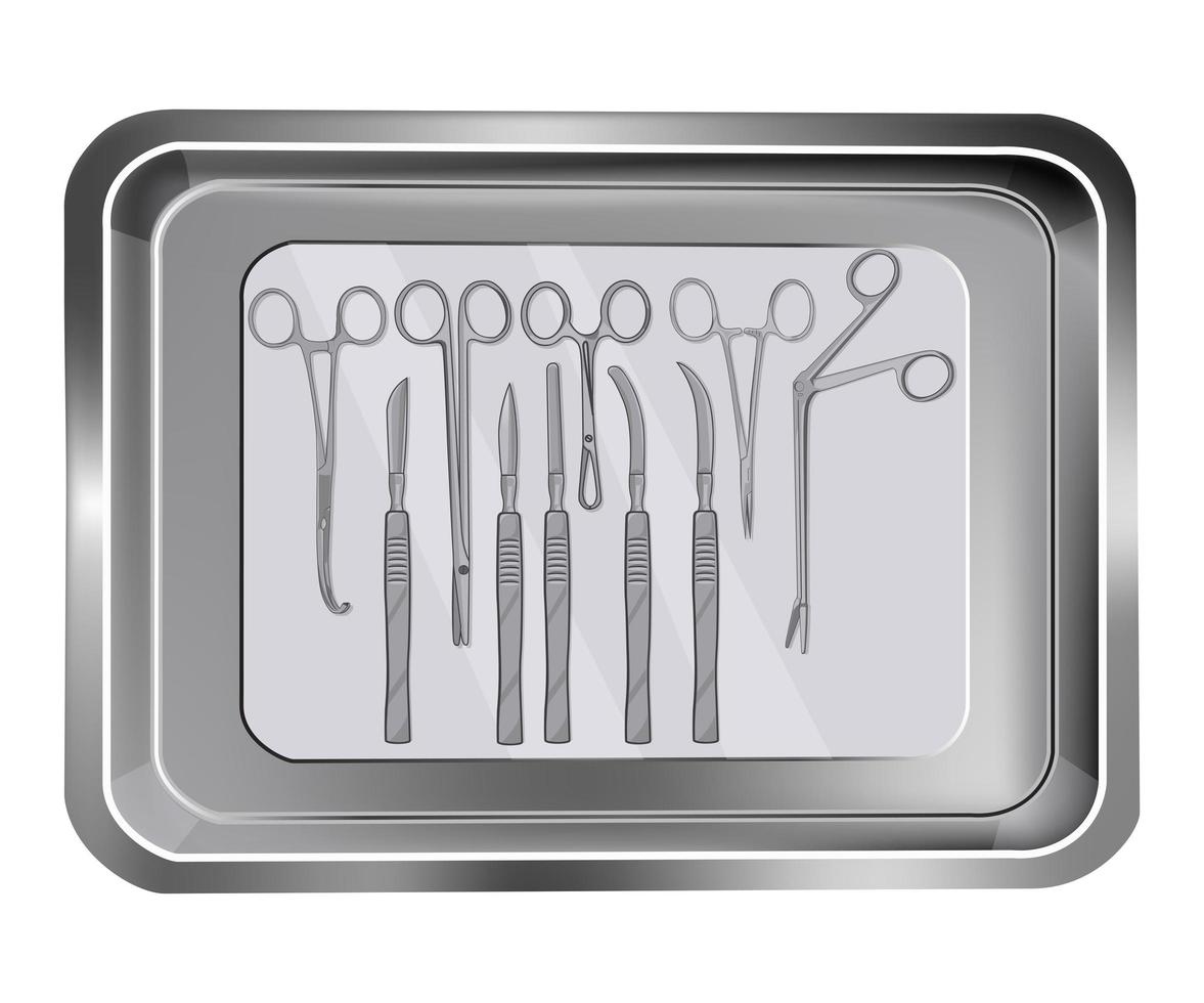 Surgical instruments isolated on white background. vector