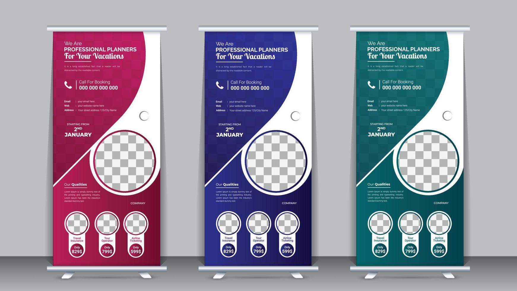 Travel Roll Up Banner Design Template vector