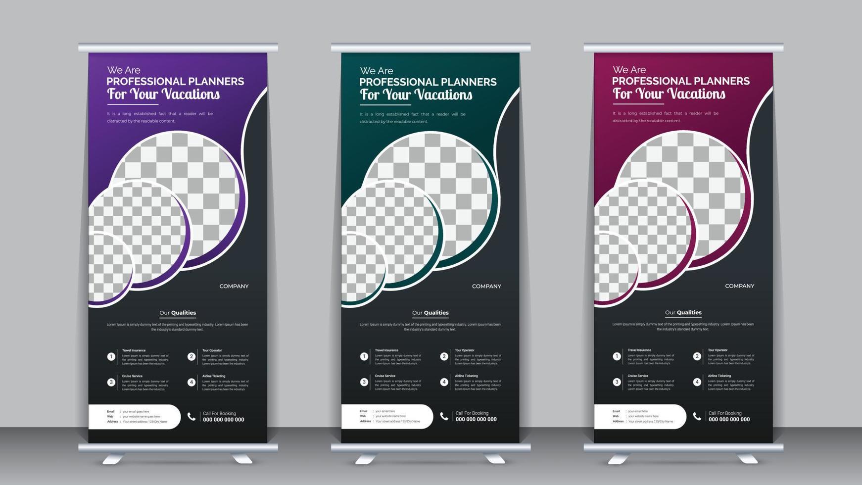 Travel Roll Up Banner Design Template vector