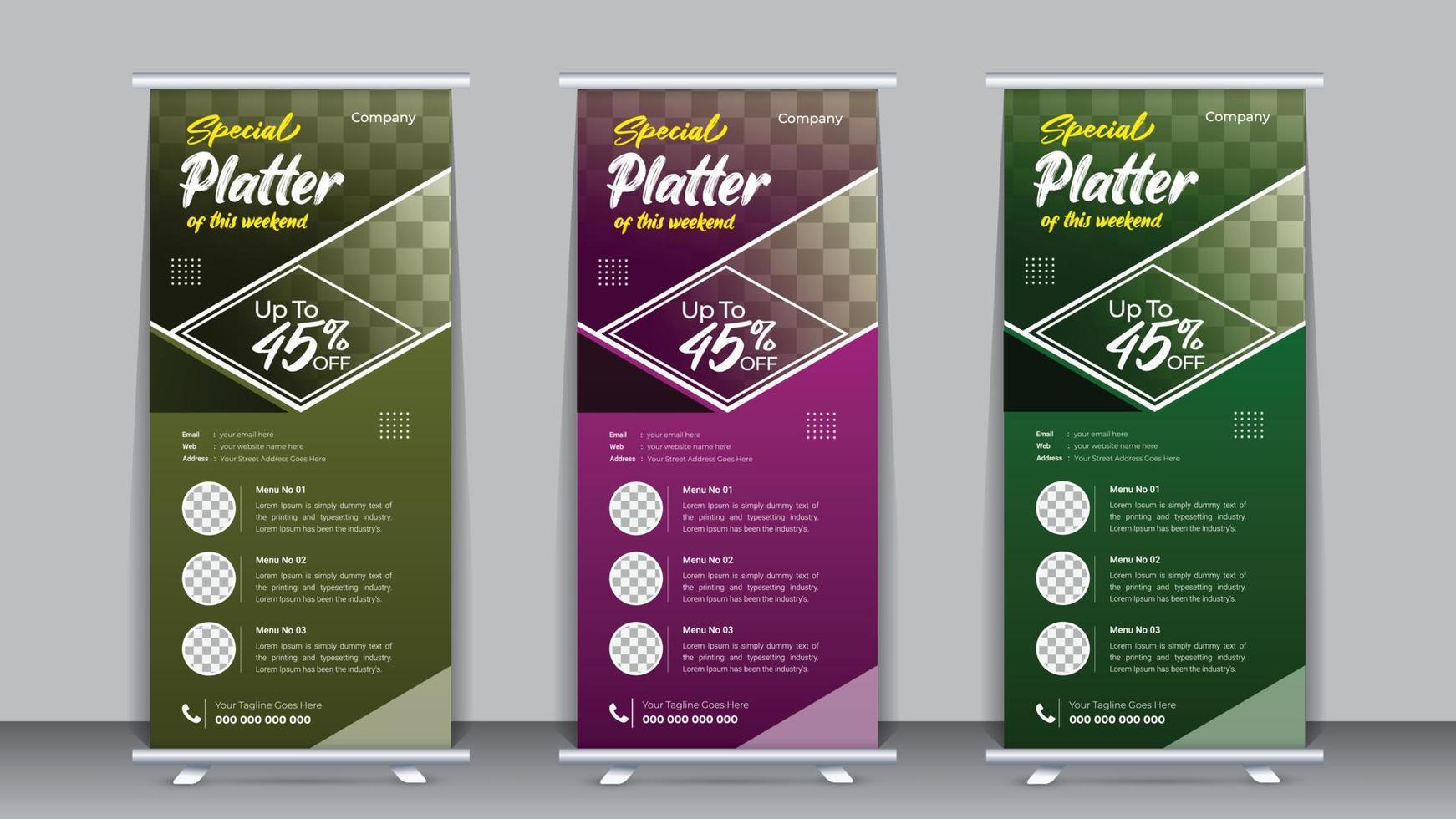 Food Roll Up Banner Design Template vector