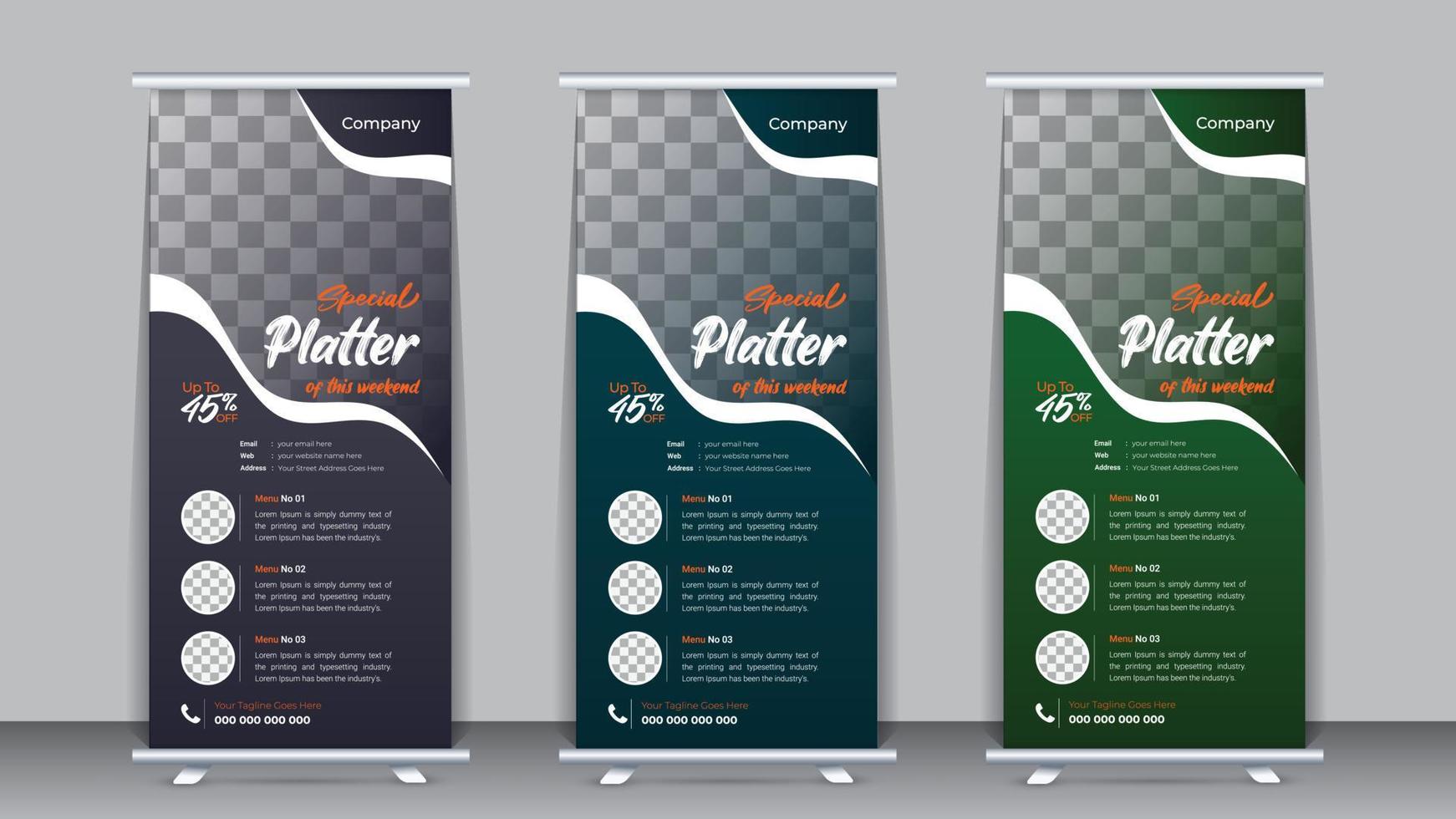 Food Roll Up Banner Design Template vector