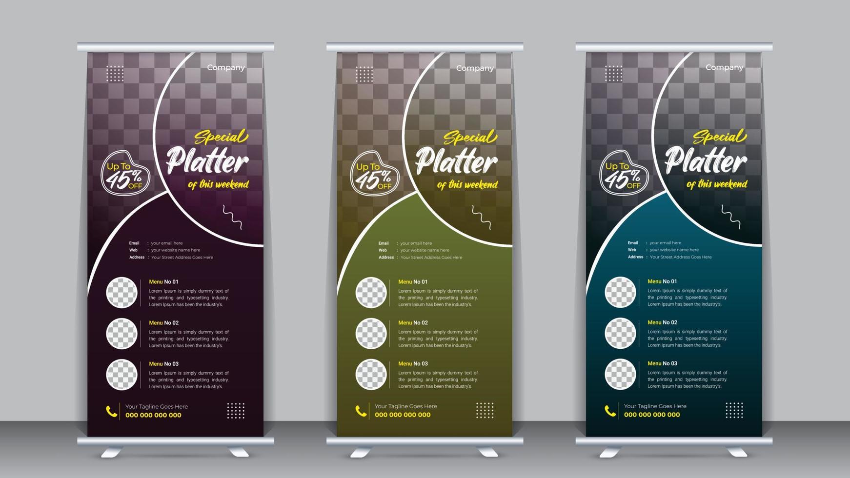 Food Roll Up Banner Design Template vector