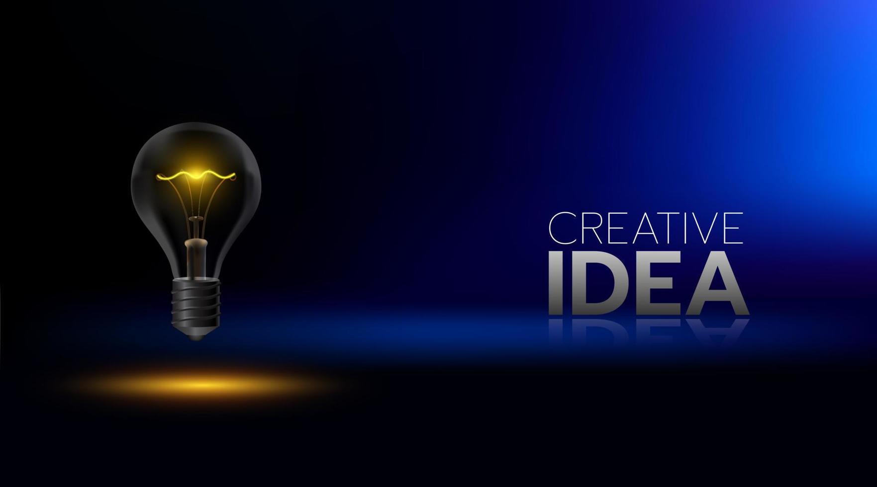 Light bulb on a dark blue background with gradation. vector