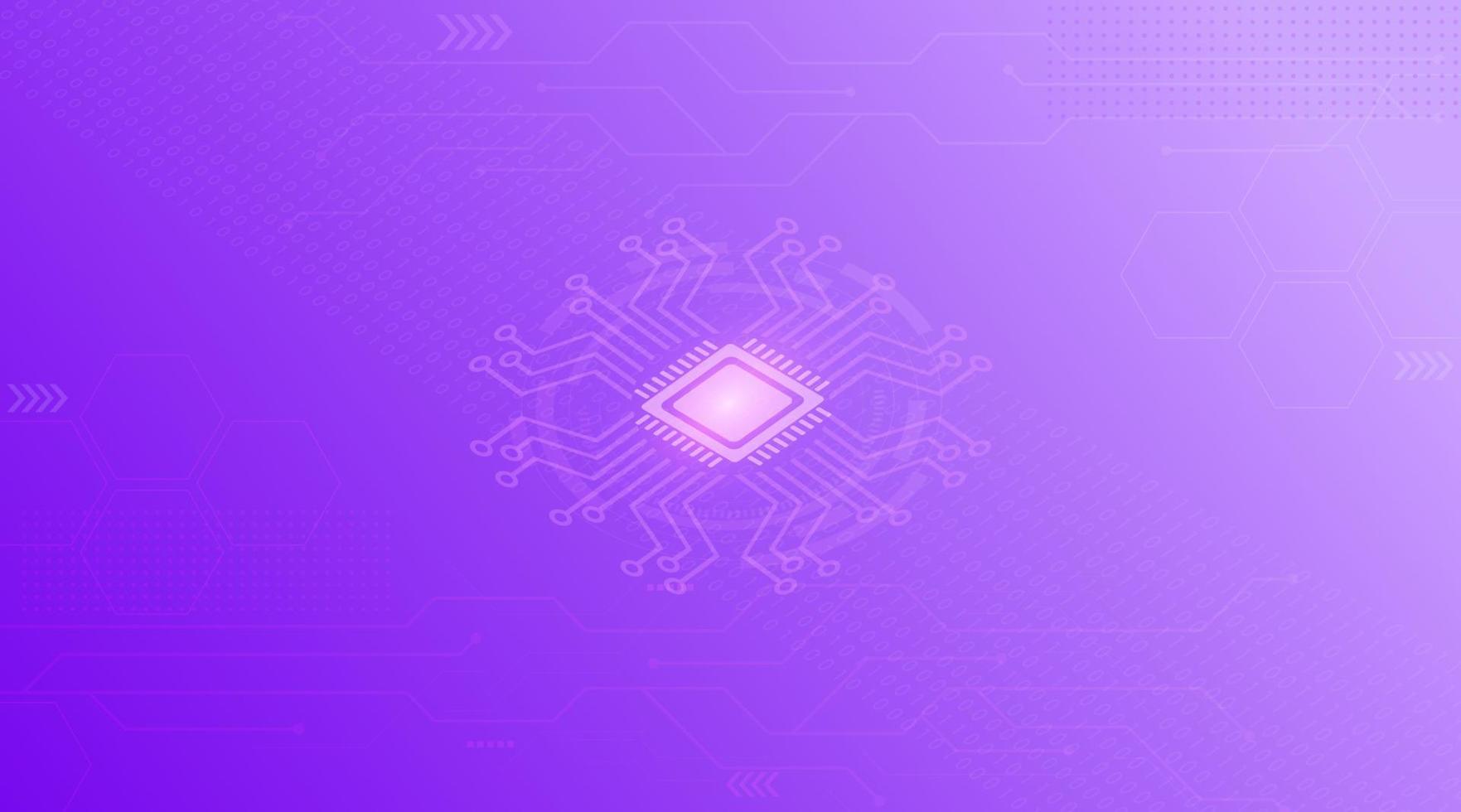Circuit processor technology purple background illustration. vector