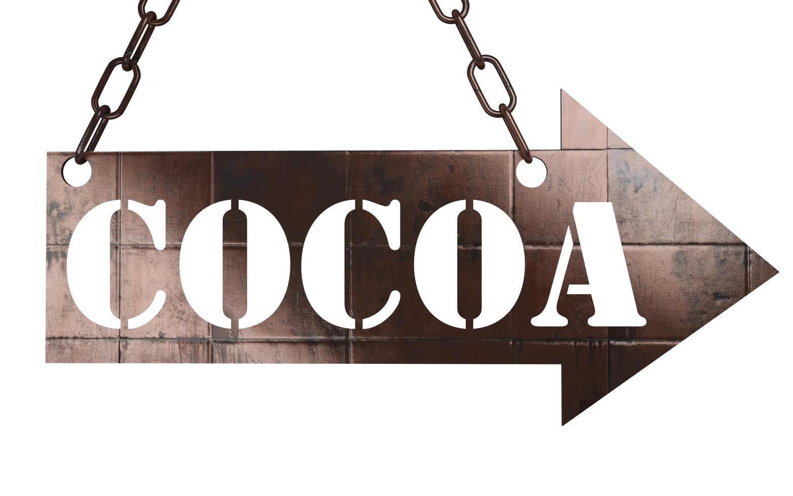cocoa word on metal pointer 6064398 Stock Photo at Vecteezy