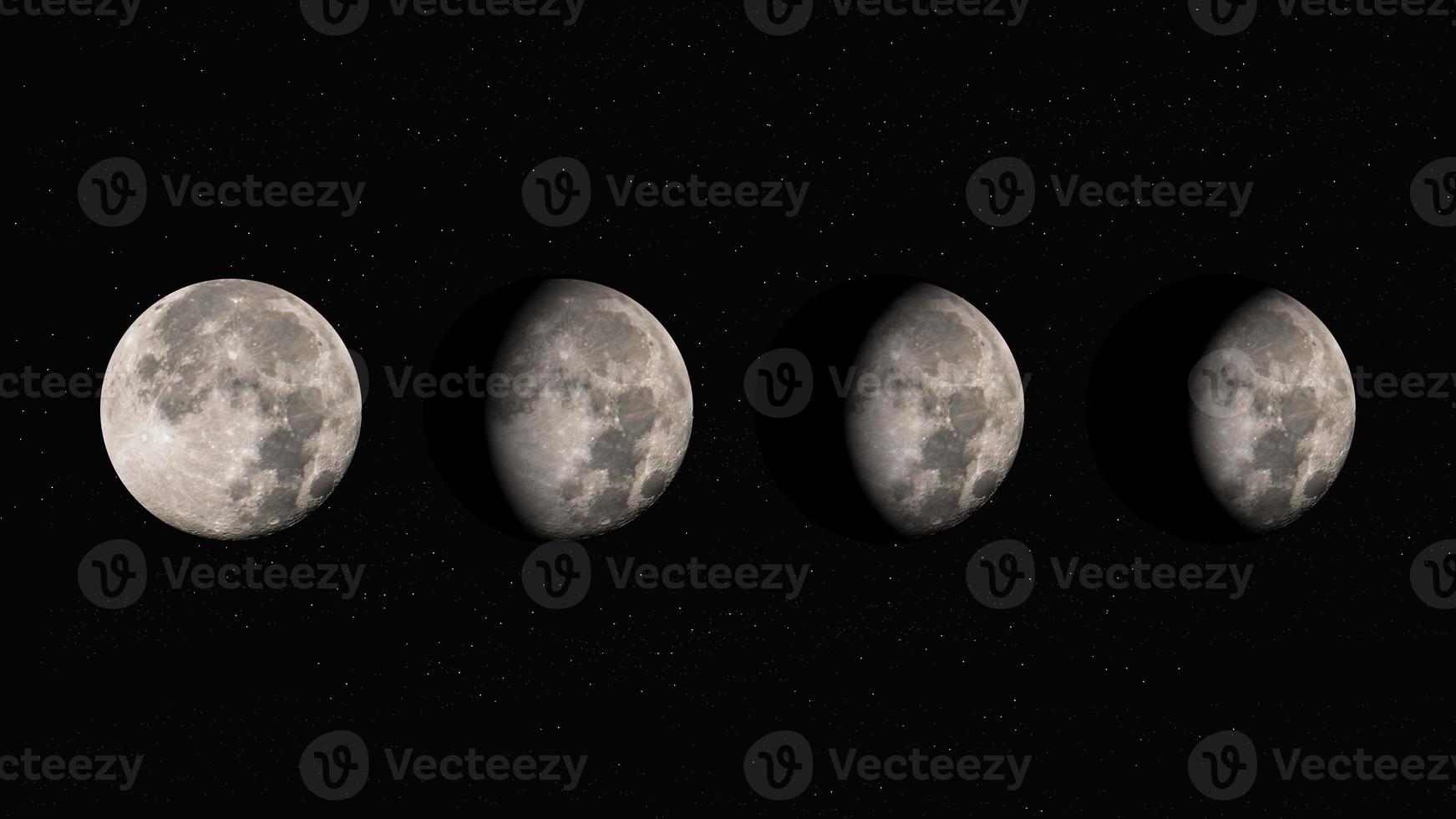 las fases de la luna con estrellas en el fondo, etapas lunares, espacio y astrología foto