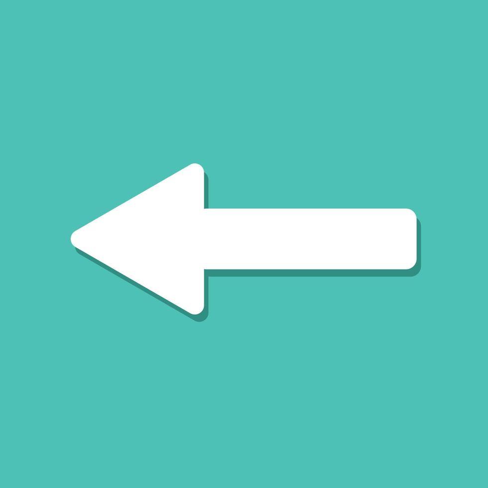 Big white arrow isolated on blue-green. Advertising platform, layout. flat design. vector