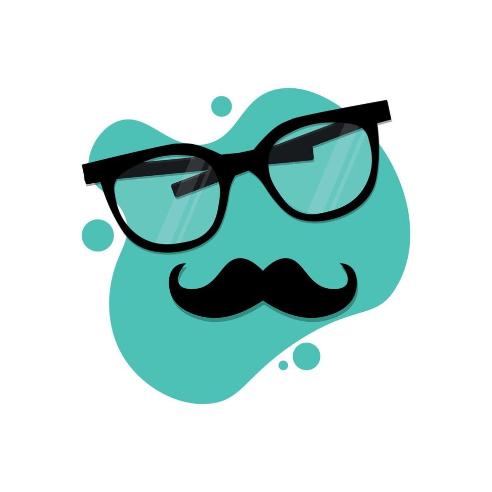 Glasses with a mustache on a blue-green bubble. man symbol. Vector