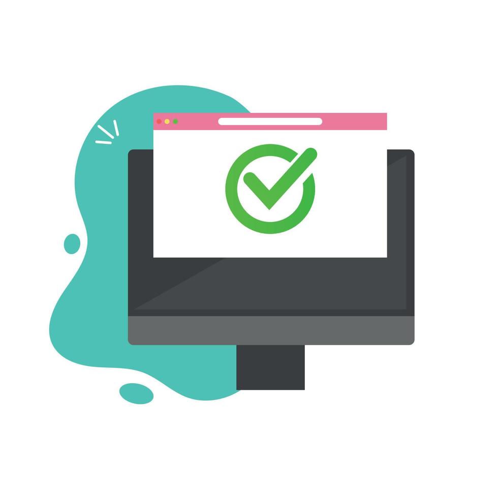 Check mark on the website screen of a candy bar or PC vector