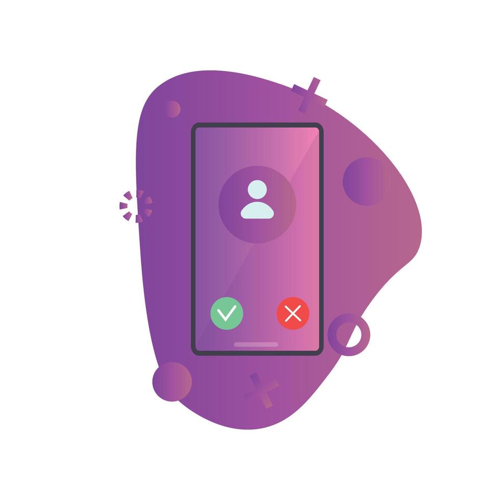 Incoming call on screen, phone flat design vector