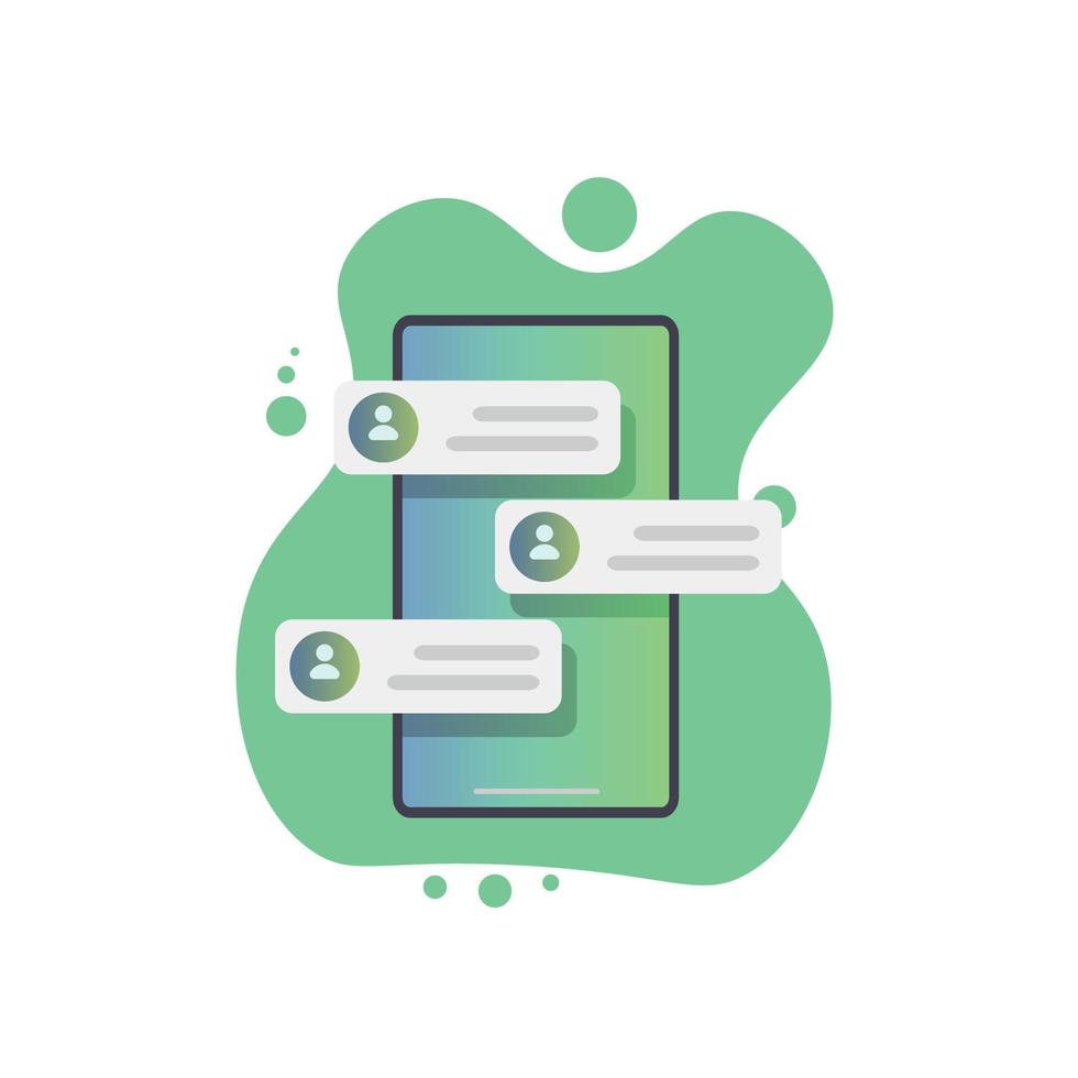 Mobile phone with sms notifications, flat design vector