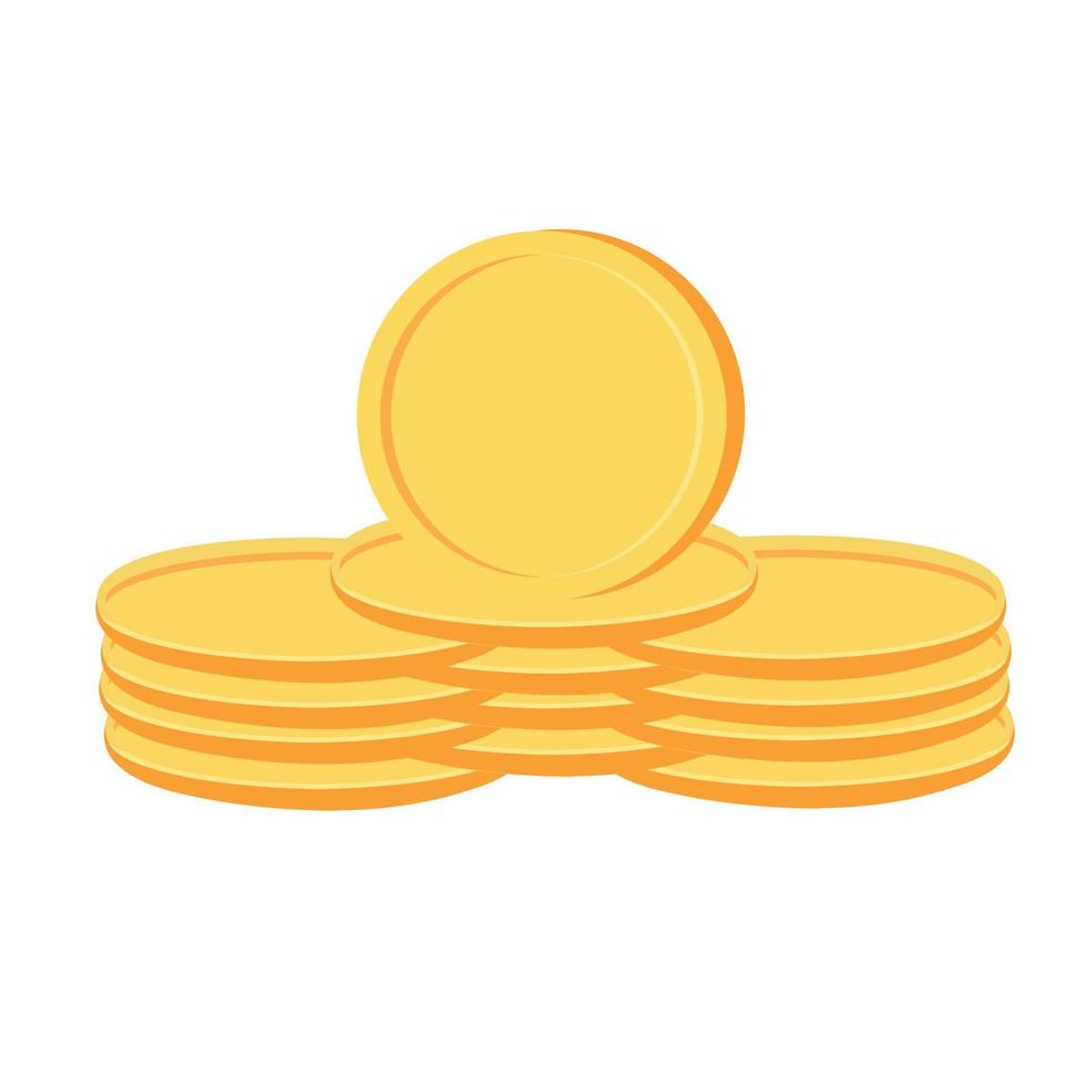 Pile of golden coins, flat cartoon isolated on white background, modern design vector