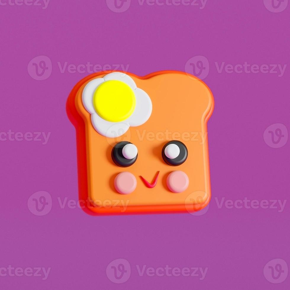 3d render bread with egg, toast photo