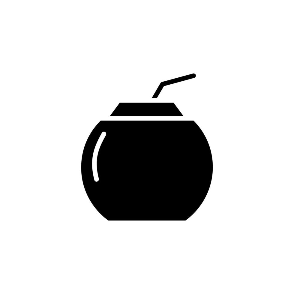 Coconut Drink, Juice Solid Icon Vector Illustration Logo Template. Suitable For Many Purposes.