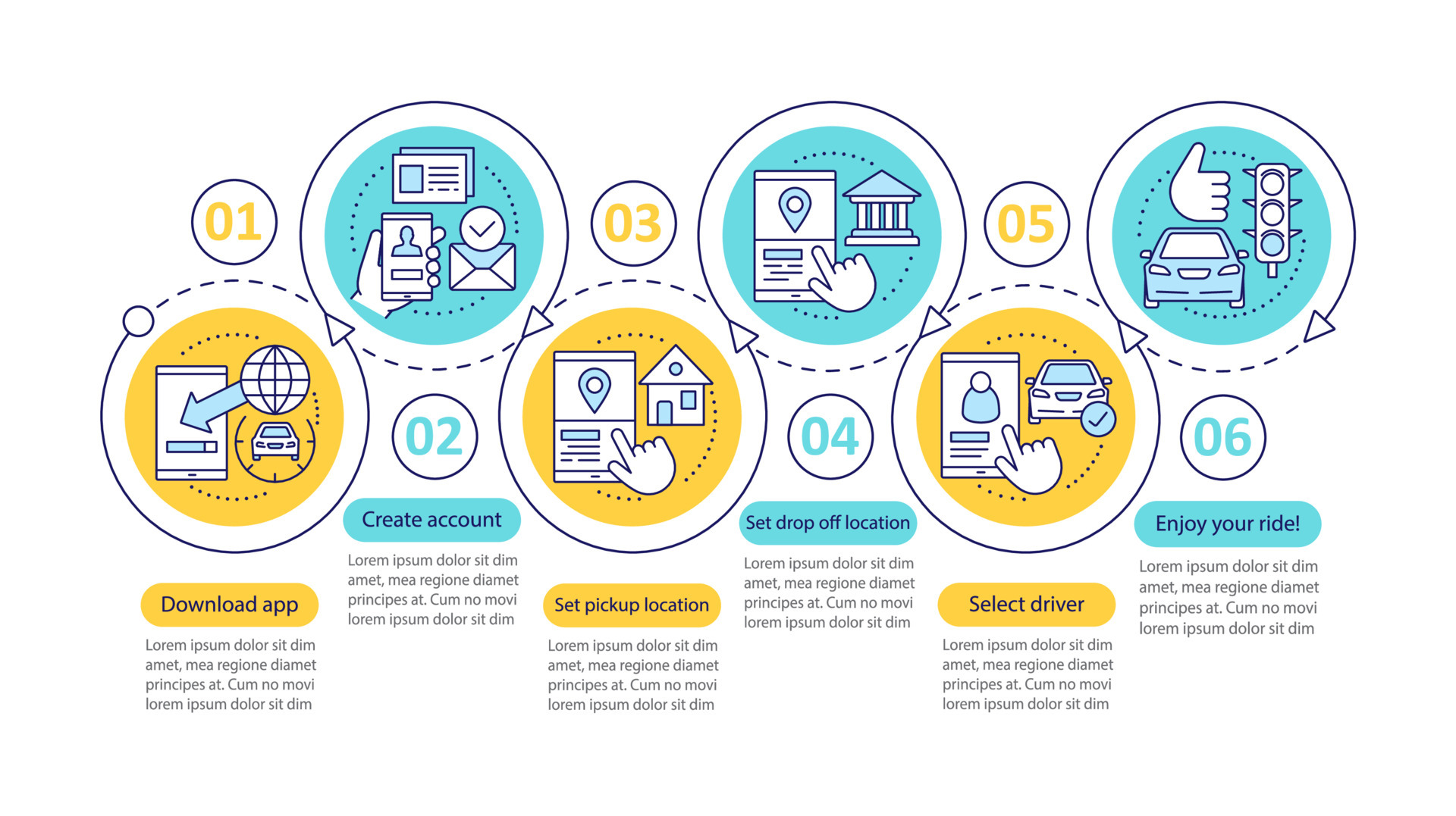 Carpooling mobile app vector infographic template. Ride sharing service. Business presentation