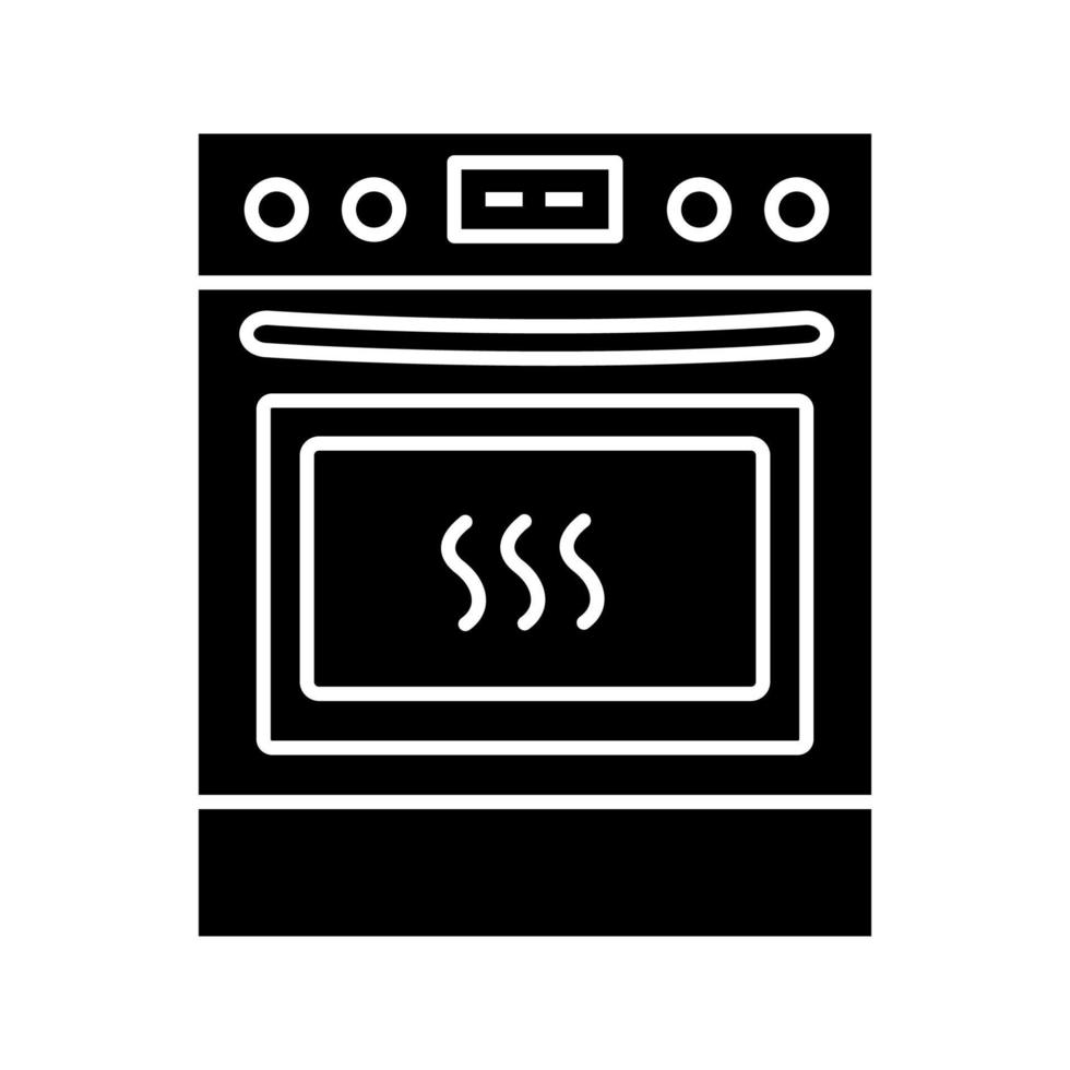 icono de glifo de estufa de cocina. cocina a gas. vitrocerámica y horno. aparato de cocina. símbolo de la silueta. espacio negativo. ilustración vectorial aislada vector