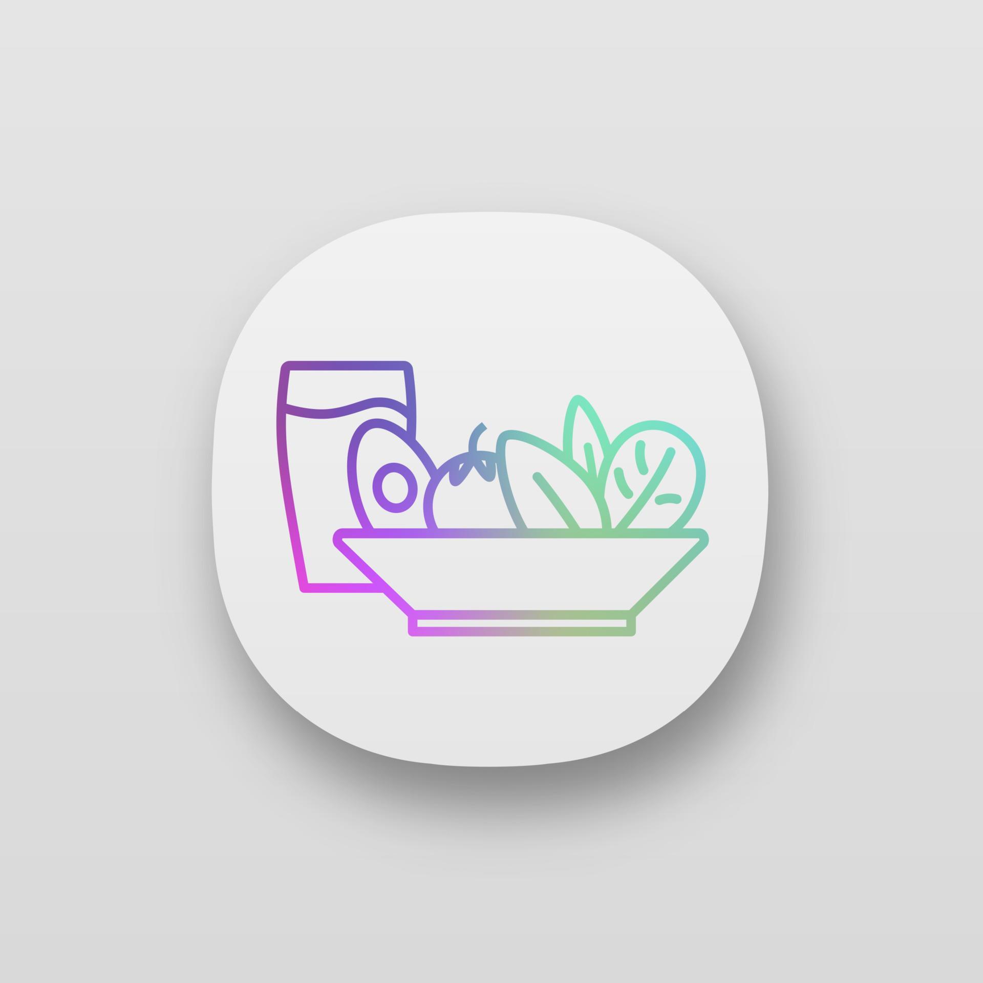 Salad and cold drink app icon. Healthy nutrition. Salad bar. Vegetarian food. Restaurant or cafe